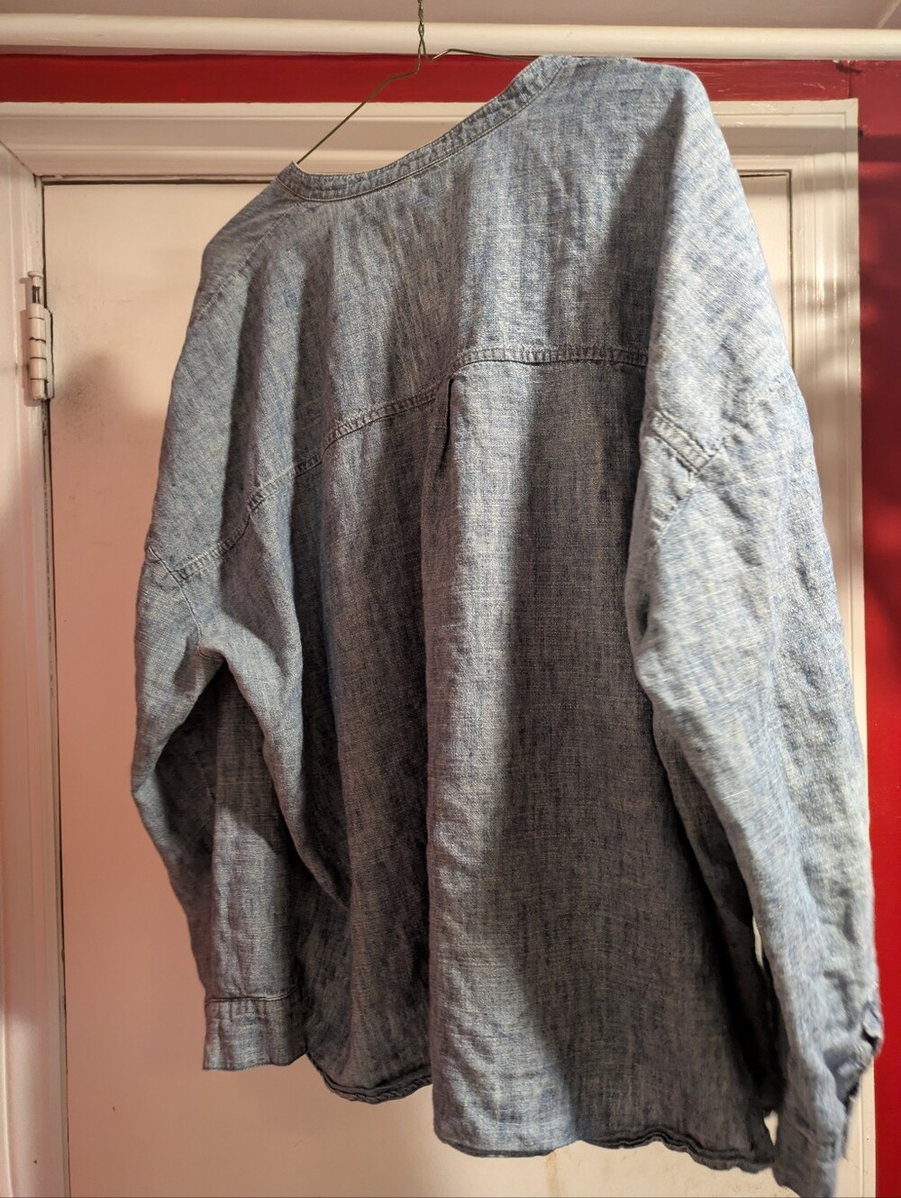 Eileen Fisher Blue Chambray Hemp Organic Cotton Popover Shirt XL - Picture 4 of 4